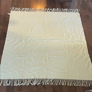 Mint Wool Fringed Throw Blanket